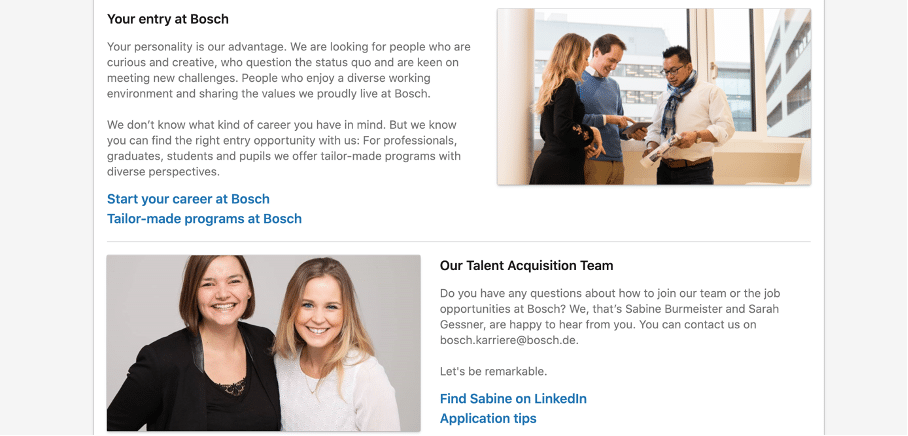 LinkedIn Life Page bei Bosch